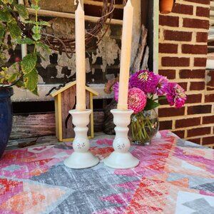 Pfaltzgraff "Heirloom" pattern candle stick holders, set of two